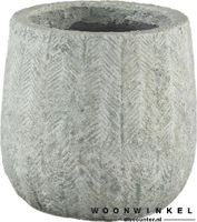 Metta Light Blue ceramic leaves pot round M - thumbnail