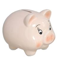 Gerimport Spaarpot Varken - dieren thema - 8 x 10 cm - roze - keramiek