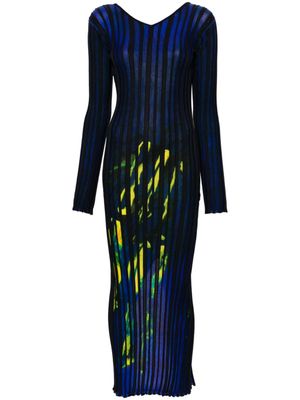 Louisa Ballou robe longue nervurée à col v - Noir
