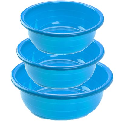 Voordeelset multi-functionele kunststof teiltjes blauw in 3-formaten