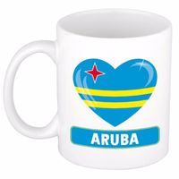 Arubaanse vlag hartje theebeker 300 ml
