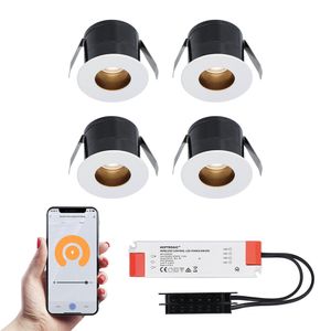 4x Olivia witte Smart LED Inbouwspots complete set - Wifi & Bluetooth - 12V - 3 Watt - 2700K warm wit