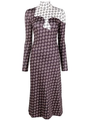 Rokh robe mi-longue à design bicolore - Marron