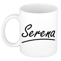 Serena Naam koffiemok - beker - met sierlijke letters - wit - 300 ml - Cadeau - Dames