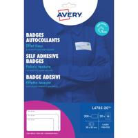 Naambadge etiket Avery L4785-20 80x50mm 200 etiketten | 5 stuks
