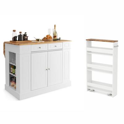 Keukenkast Keukeneiland met Niswagen 13 cm Breed 4 Planken Keukenwagen Wit