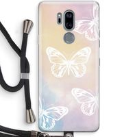 White butterfly: LG G7 Thinq Transparant Hoesje met koord