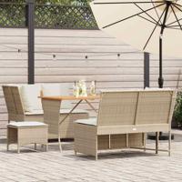 5-delige Loungeset met kussens poly rattan beige