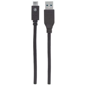 Manhattan USB-kabel USB 3.2 Gen1 (USB 3.0 / USB 3.1 Gen1) USB-A stekker, USB-C stekker 1.00 m Zwart UL gecertificeerd 353373