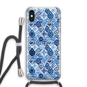 Blauw motief: iPhone XS Transparant Hoesje met koord