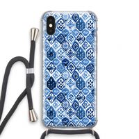 Blauw motief: iPhone XS Transparant Hoesje met koord