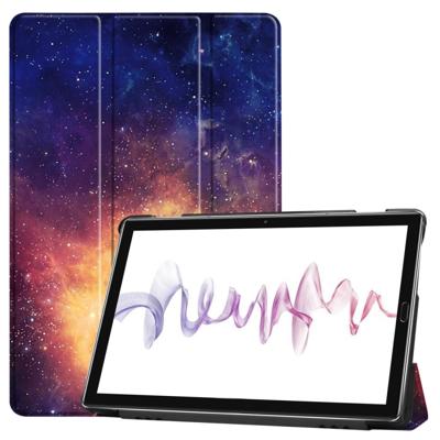 Custer Texture Colored Drawing Horizontal Flip PU Leather Case for Huawei MediaPad M6 10.8 with Three-folding Holder & Sleep / Wake-up Function(Galax