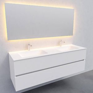 Badkamermeubel Solid Surface AQS Oslo 150x46 cm Dubbel Mat Wit Boss & Wessing