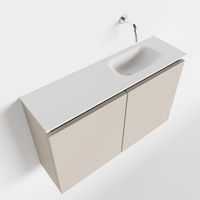 Toiletmeubel Mondiaz Ture | 80 cm | Meubelkleur Linen | Eden wastafel Talc Rechts | Zonder kraangat