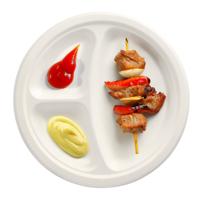 Papstar BBQ wegwerp vakjes borden - 50x stuks - D23 cm - suikerriet - biologisch afbreekbaar