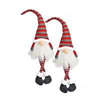 2x stuks pluche gnome/dwerg decoratie poppen/knuffels wit/rood/grijs 10 x 11 x 70 cm