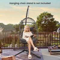 Hangstoel Opvouwbare Hangmand met Hoofdkussen Zitkussen Hang Schommel Stoel van PE-Rotan voor Binnen Buiten Grijs