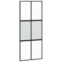 Schuifdeur 90x205 cm gehard glas en aluminium zwart