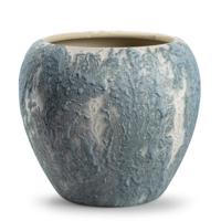 Jodeco Plantenpot/bloempot Marble - wit/ijsblauw - keramiek - D24 x H22 cm   - - thumbnail