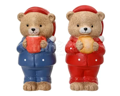Beeld Teddybeer Terracotta 12cm Assorti 1st