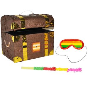 Pinata piraten schatkist set + stok + masker