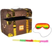 Pinata piraten schatkist set + stok + masker - thumbnail