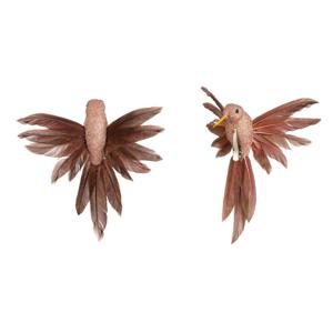 Kolibrie vogels op clip - 4x st - rose goud - 12 x 13 x 7,5 cm -kunststof- Decoratie