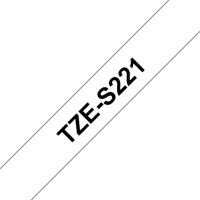 Brother TZe-S221 Labeltape extra sterk klevend Tapekleur: Wit Tekstkleur: Zwart 9 mm 8 m