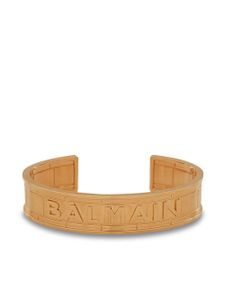 Balmain bracelet manchette à logo embossé - Or