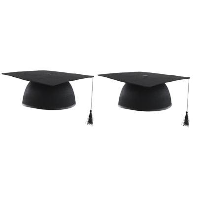 Afstudeer doctoraal hoedje geslaagd - 4x stuks - zwart - volwassenen - Examen diploma uitreiking fee