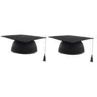 Afstudeer doctoraal hoedje geslaagd - 4x stuks - zwart - volwassenen - Examen diploma uitreiking fee