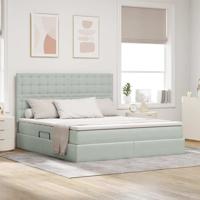 Opbergbed met LED met matras Lichtgrijs 180 x 200 cm Fluweel