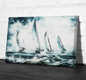 Zeilboten op zee Canvas schilderij eetkamer