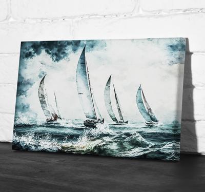 Zeilboten op zee Canvas schilderij eetkamer
