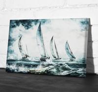 Zeilboten op zee Canvas schilderij eetkamer Zeilboten op zee Canvas schilderij eetkamer