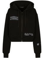 Dolce & Gabbana DGVIB3 hoodie zippé en coton à logo imprimé - Noir