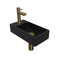 INK - Fonteinpack Quartz Links incl. Fonteinkraan - Design Sifon - Design Plug en Montageset - 360x180x90 Mm - Quartz Zwart/mat Goud
