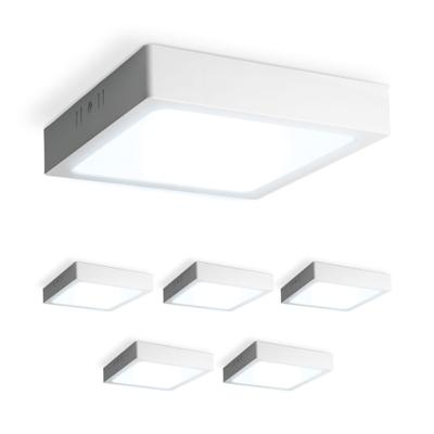 Set van 6 Carolina opbouwspots vierkant - 12 Watt 1160 Lumen - Wit - 6500K daglicht wit - LED downlight - IP20 stofdicht - 160mm