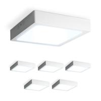 Set van 6 Carolina opbouwspots vierkant - 12 Watt 1160 Lumen - Wit - 6500K daglicht wit - LED downlight - IP20 stofdicht - 160mm