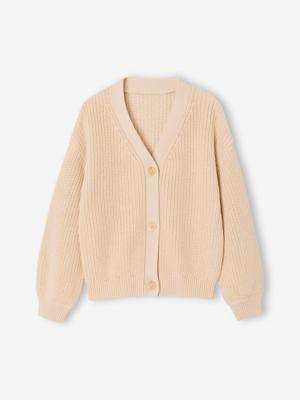 Meisjesvestje van kabeltricot vanille Meisjesvestje van kabeltricot vanille