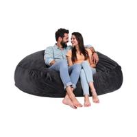 VEVOR Bean Bag Zitkussen Zitzak met Afneembare Hoes Zwart Volwassen Rond