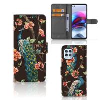 Motorola Moto G100 | Telefoonhoesje | Met pasjeshouder | Pauw met Bloemen