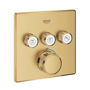 Inbouwkraan Grohe Grohtherm Smart Control Thermostaatkraan met 3-weg Omstelling Vierkant 4 knop Cool Sunrise Geborsteld