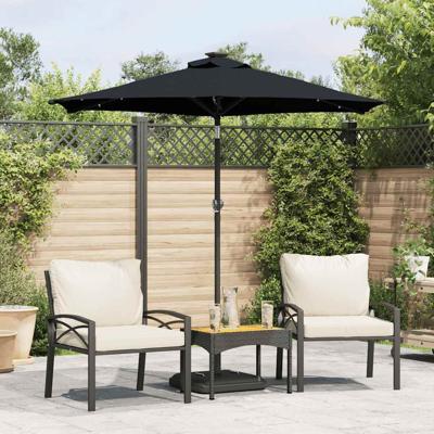 VidaXL Parasol met led&apos;s en stalen paal 225x225x212 cm zwart