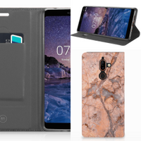 Nokia 7 Plus Standcase Marmer Oranje - thumbnail