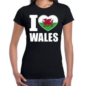 I love Wales t-shirt Verenigd Koninkrijk zwart voor dames