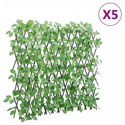 VidaXL Kunstplant klimop op latwerk 5 st uittrekbaar 180x65 cm groen