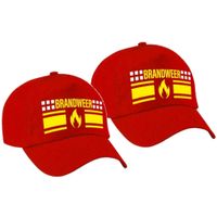 2x stuks brandweer met vlam verkleed pet / carnaval pet voor kinderen - thumbnail