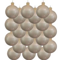 18x Glazen kerstballen glans licht parel/champagne 8 cm kerstboom versiering/decoratie   - - thumbnail