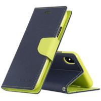 KWIK GOOSPERY FANCY dagboek horizontale Flip lederen case voor iPhone XS/X met houder & kaartsleuven & portemonnee (donkerblauw)
